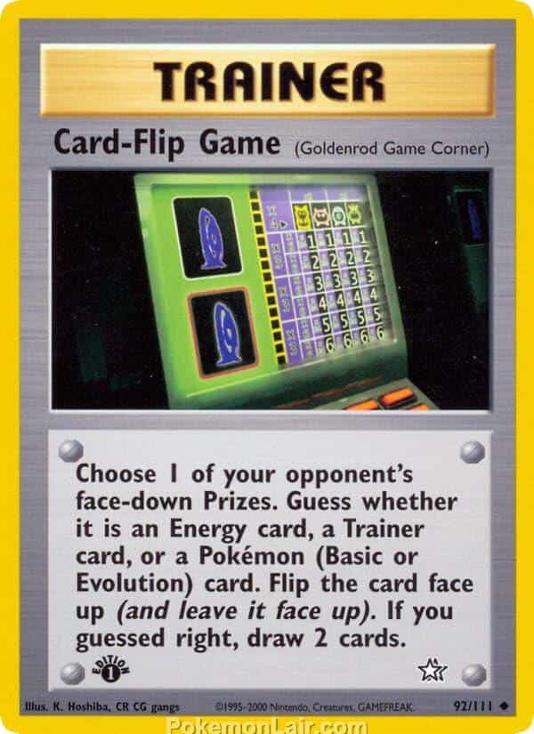 2000 Pokemon Trading Card Game NEO Genesis Price List 92 Card Flip Game