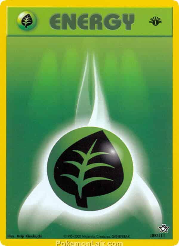 2000 Pokemon Trading Card Game NEO Genesis Set 108 Grass Energy