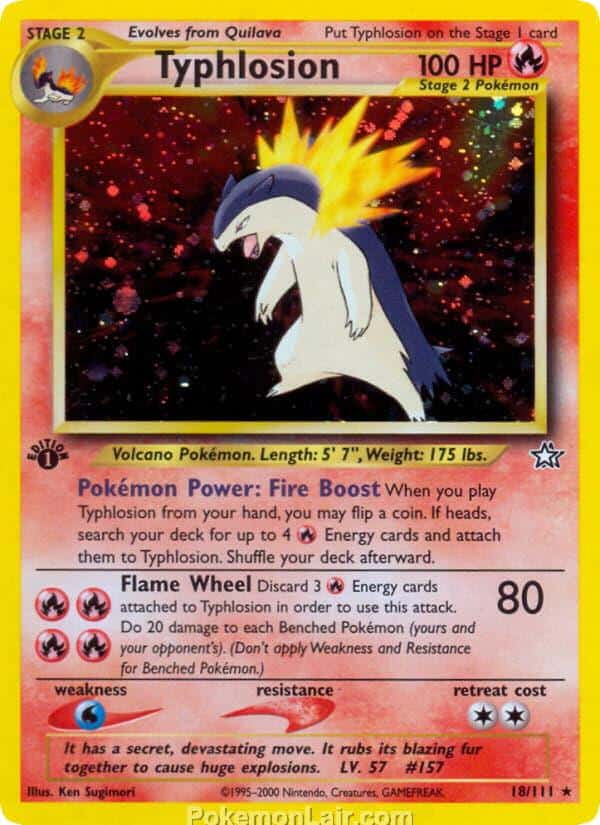 2000 Pokemon Trading Card Game NEO Genesis Set 18 Typhlosion