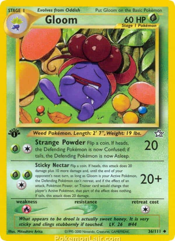 2000 Pokemon Trading Card Game NEO Genesis Set 36 Gloom