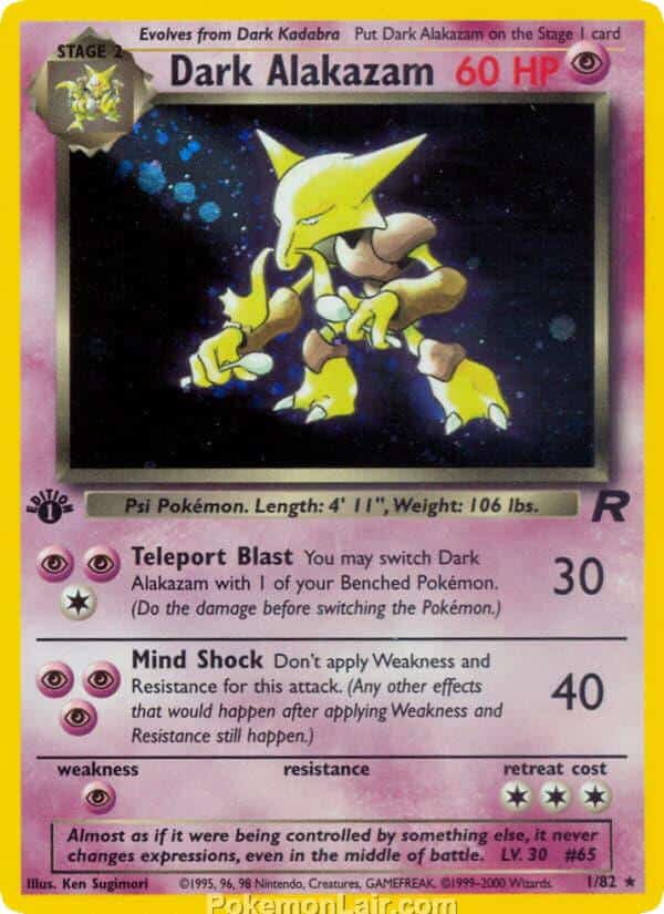 2000 Pokemon Trading Card Game Team Rocket Price List 1 Dark Alakazam