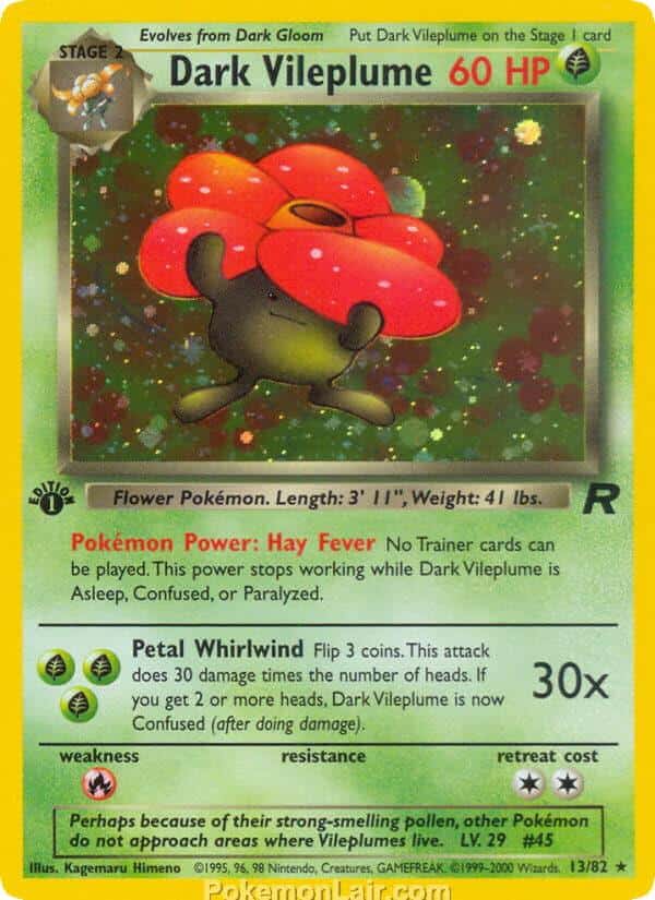 2000 Pokemon Trading Card Game Team Rocket Price List 13 Dark Vileplume