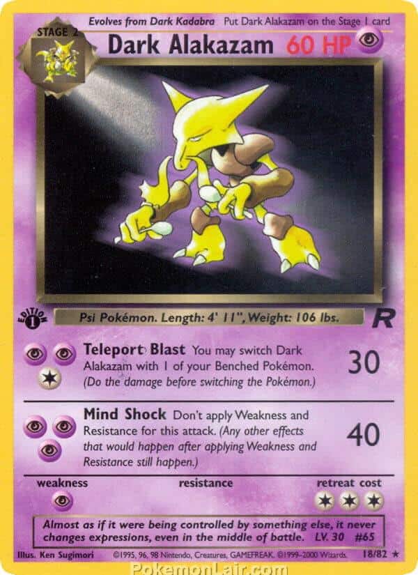 2000 Pokemon Trading Card Game Team Rocket Price List 18 Dark Alakazam