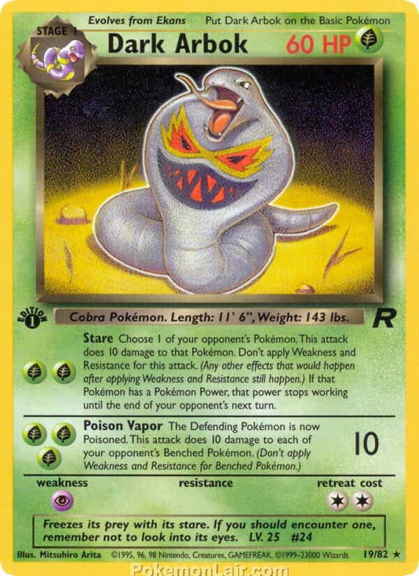 2000 Pokemon Trading Card Game Team Rocket Price List 19 Dark Arbok