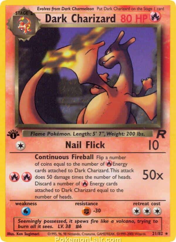2000 Pokemon Trading Card Game Team Rocket Price List 21 Dark Charizard