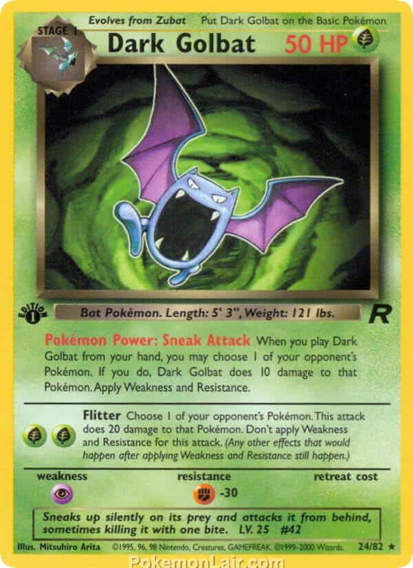 2000 Pokemon Trading Card Game Team Rocket Price List 24 Dark Golbat