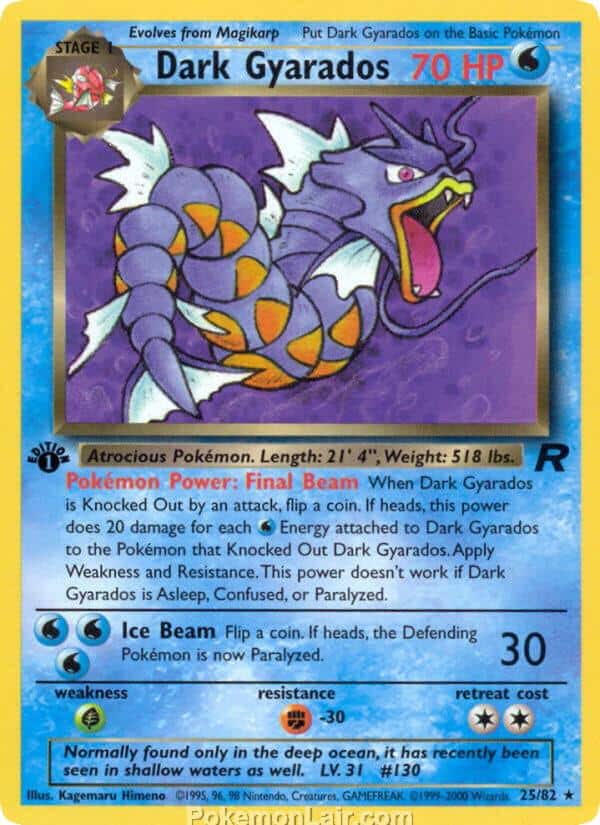 2000 Pokemon Trading Card Game Team Rocket Price List 25 Dark Gyarados