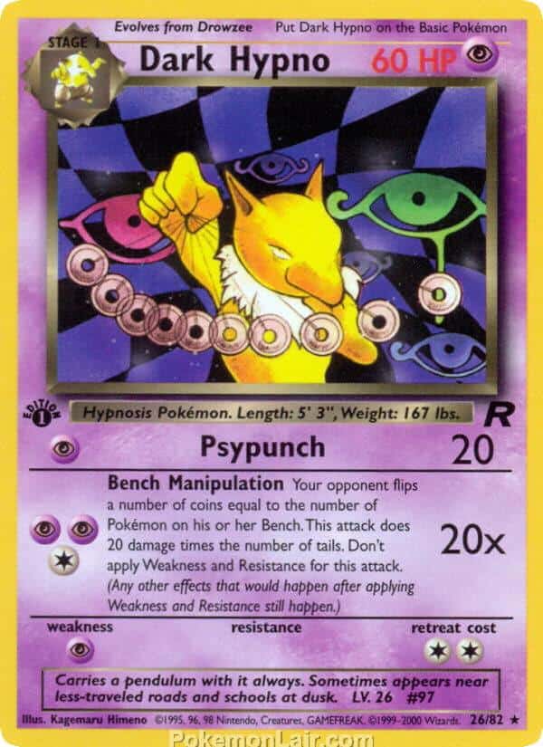 2000 Pokemon Trading Card Game Team Rocket Price List 26 Dark Hypno