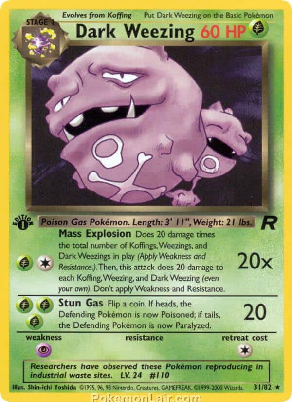 2000 Pokemon Trading Card Game Team Rocket Price List 31 Dark Weezing