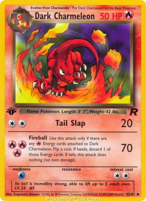 2000 Pokemon Trading Card Game Team Rocket Price List 32 Dark Charmeleon