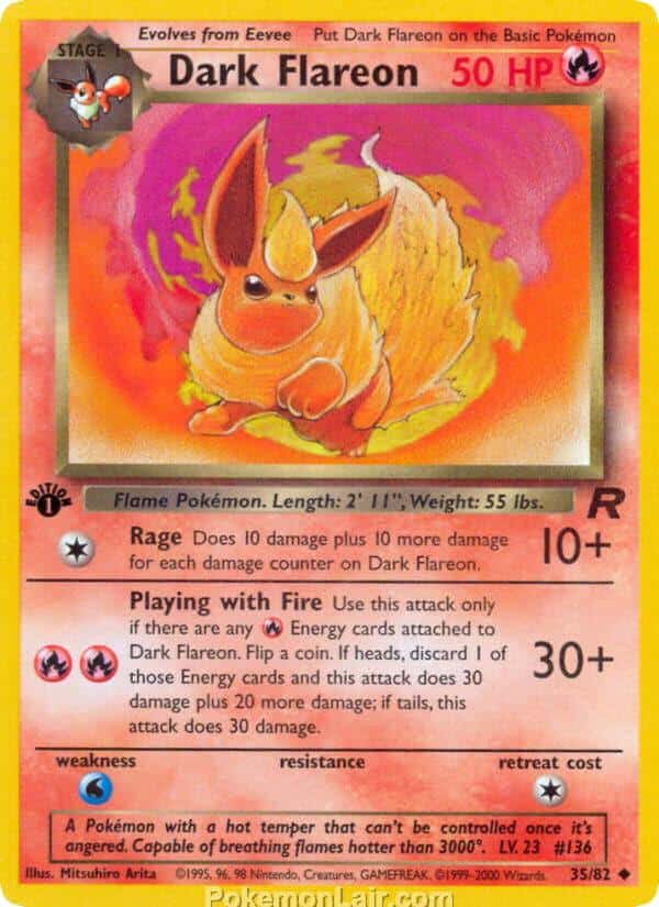 2000 Pokemon Trading Card Game Team Rocket Price List 35 Dark Flareon