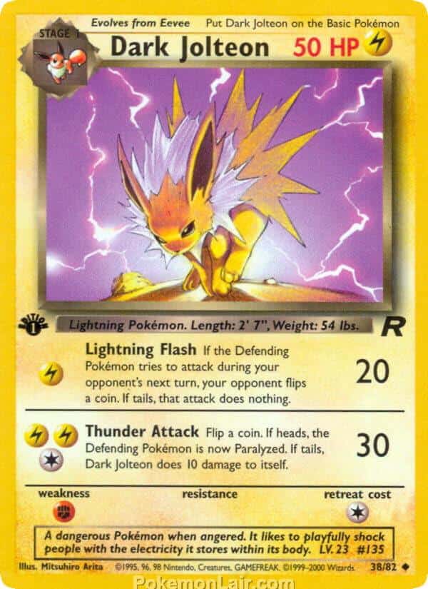 2000 Pokemon Trading Card Game Team Rocket Price List 38 Dark Jolteon