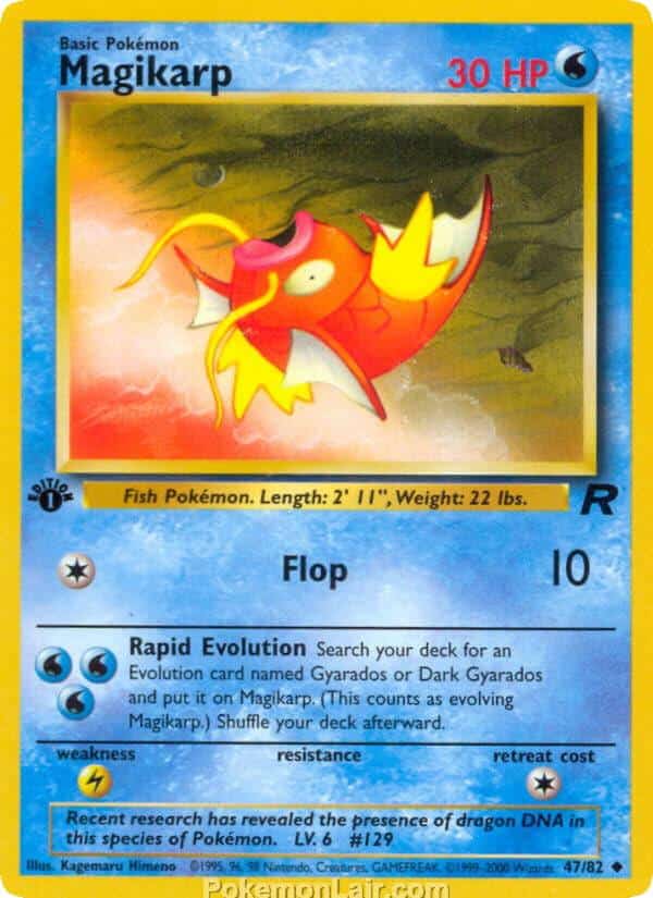 2000 Pokemon Trading Card Game Team Rocket Price List 47 Magikarp