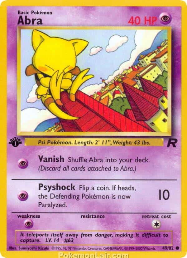 2000 Pokemon Trading Card Game Team Rocket Price List 49 Abra