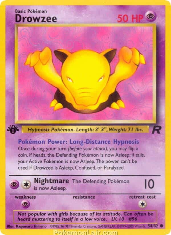 2000 Pokemon Trading Card Game Team Rocket Price List 54 Drowzee