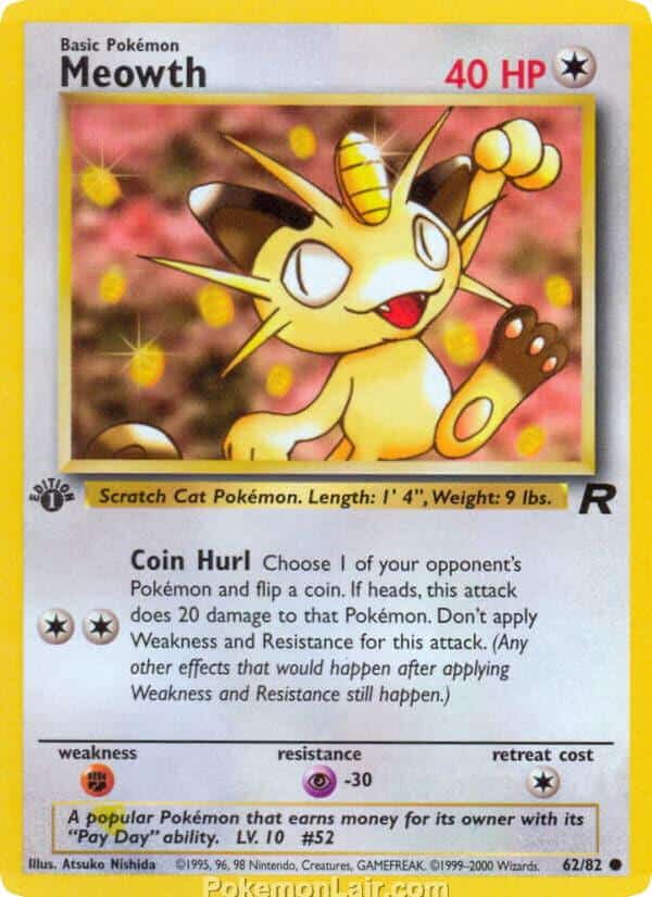 2000 Pokemon Trading Card Game Team Rocket Price List 62 Meowth