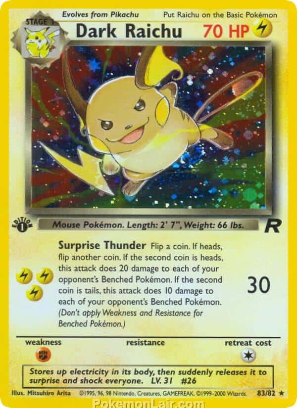 2000 Pokemon Trading Card Game Team Rocket Price List 83 Dark Raichu