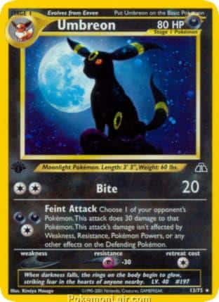 2001 Pokemon Trading Card Game NEO Discovery Price List 13 Umbreon