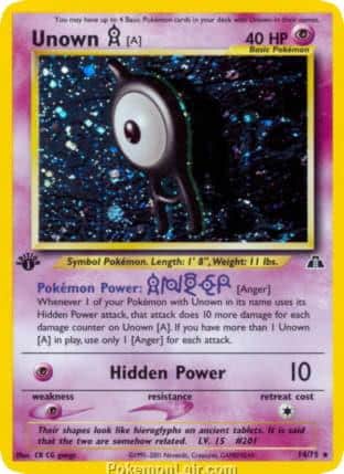 2001 Pokemon Trading Card Game NEO Discovery Price List 14 Unown A