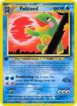 2001 Pokemon Trading Card Game NEO Discovery Price List 27 Politoed
