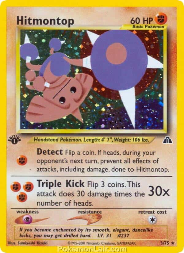 2001 Pokemon Trading Card Game NEO Discovery Price List 3 Hitmontop