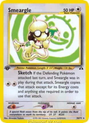 2001 Pokemon Trading Card Game NEO Discovery Price List 30 Smeargle