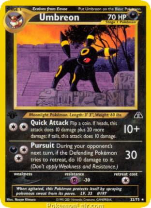 2001 Pokemon Trading Card Game NEO Discovery Price List 32 Umbreon