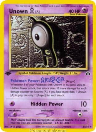 2001 Pokemon Trading Card Game NEO Discovery Price List 33 Unown A