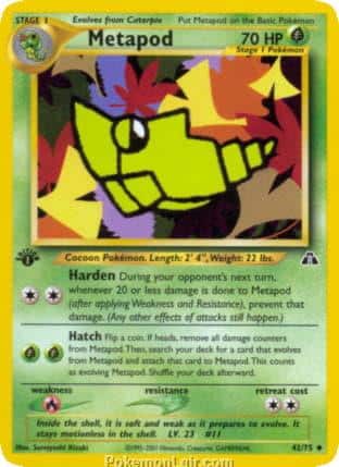 2001 Pokemon Trading Card Game NEO Discovery Price List 42 Metapod