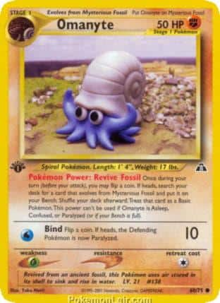 2001 Pokemon Trading Card Game NEO Discovery Price List 60 Omanyte