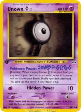 2001 Pokemon Trading Card Game NEO Discovery Price List 68 Unown I