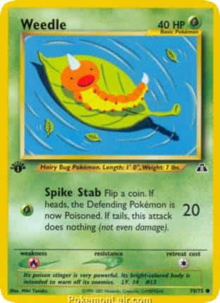 2001 Pokemon Trading Card Game NEO Discovery Price List 70 Weedle
