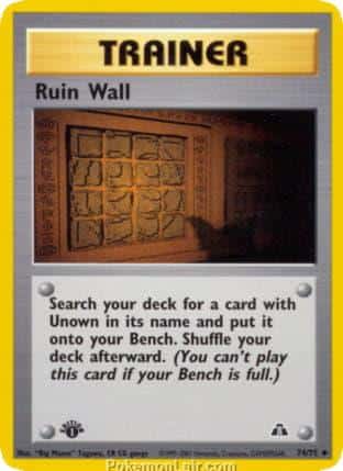 2001 Pokemon Trading Card Game NEO Discovery Price List 74 Ruin Wall