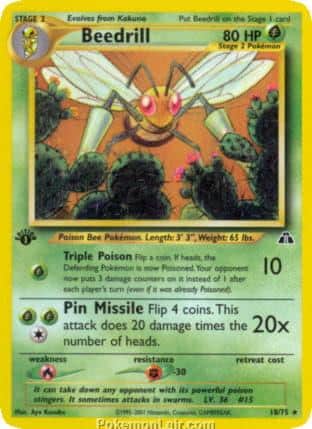 2001 Pokemon Trading Card Game NEO Discovery Set 18 Beedrill