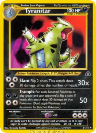 2001 Pokemon Trading Card Game NEO Discovery Set 31 Tyranitar