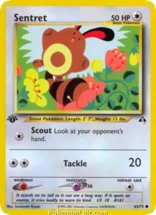 2001 Pokemon Trading Card Game NEO Discovery Set 63 Sentret