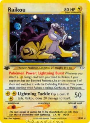 2001 Pokemon Trading Card Game NEO Revelation Price List 13 Raikou