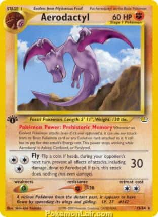 2001 Pokemon Trading Card Game NEO Revelation Price List 15 Aerodactyl