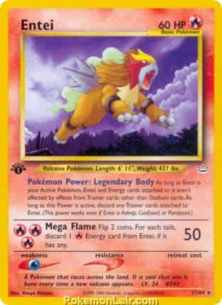 2001 Pokemon Trading Card Game NEO Revelation Price List 17 Entei