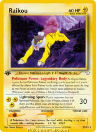 2001 Pokemon Trading Card Game NEO Revelation Price List 22 Raikou