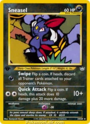 2001 Pokemon Trading Card Game NEO Revelation Price List 24 Sneasel