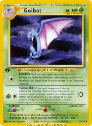 2001 Pokemon Trading Card Game NEO Revelation Price List 29 Golbat