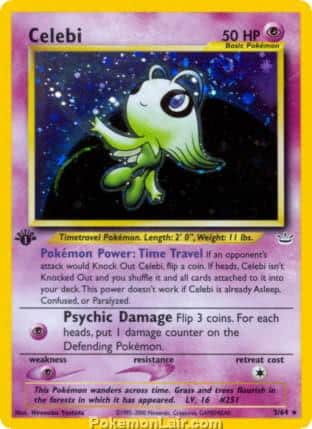 2001 Pokemon Trading Card Game NEO Revelation Price List 3 Celebi