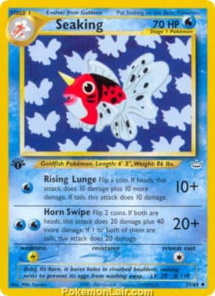 2001 Pokemon Trading Card Game NEO Revelation Price List 37 Seaking