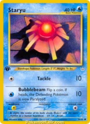 2001 Pokemon Trading Card Game NEO Revelation Price List 56 Staryu