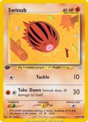 2001 Pokemon Trading Card Game NEO Revelation Price List 57 Swinub