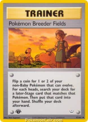 2001 Pokemon Trading Card Game NEO Revelation Price List 62 Pokemon Breeder Fields