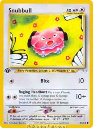 2001 Pokemon Trading Card Game NEO Revelation Set 55 Snubbull