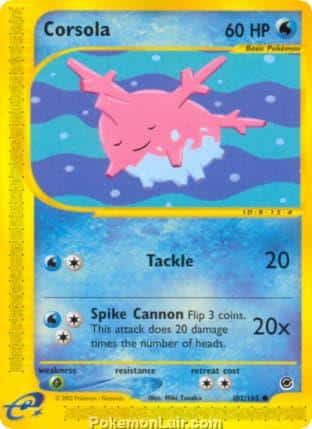 2002 Pokemon Trading Card Game Expedition Base Price List 102 Corsola