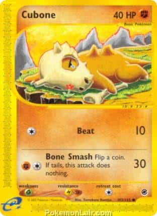 2002 Pokemon Trading Card Game Expedition Base Price List 103 Cubone